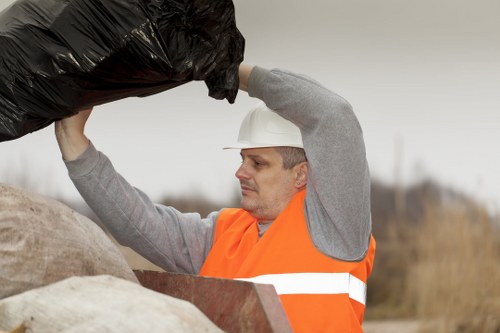 Construction debris being cleared from a site in Central London